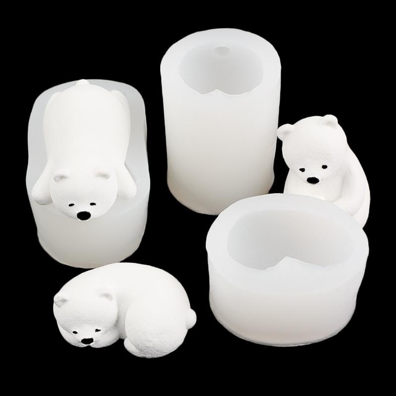 1 Piece Bear Silicone Candle Molds Mini 3D Polar Bear Candle Mold Cake Decoration DIY Handmade Fondant Clay Chocolate Mold