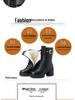 Women's Chunky Heel Leather Ankle & Mid-Calf Winter Boots with Velvet Lining