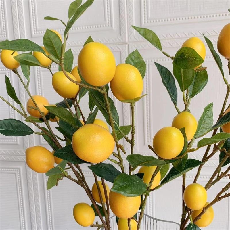 Artificial Lemon Branch Decorations High Simulation Vivid Lemon Farmhouse Style Home Decor for