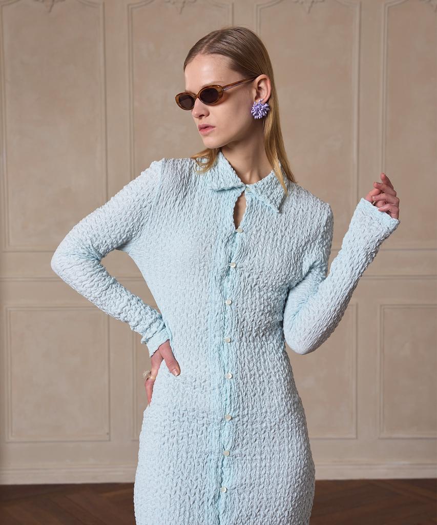 320 Showroom Shirt Collar Wrinkled Dress Mint