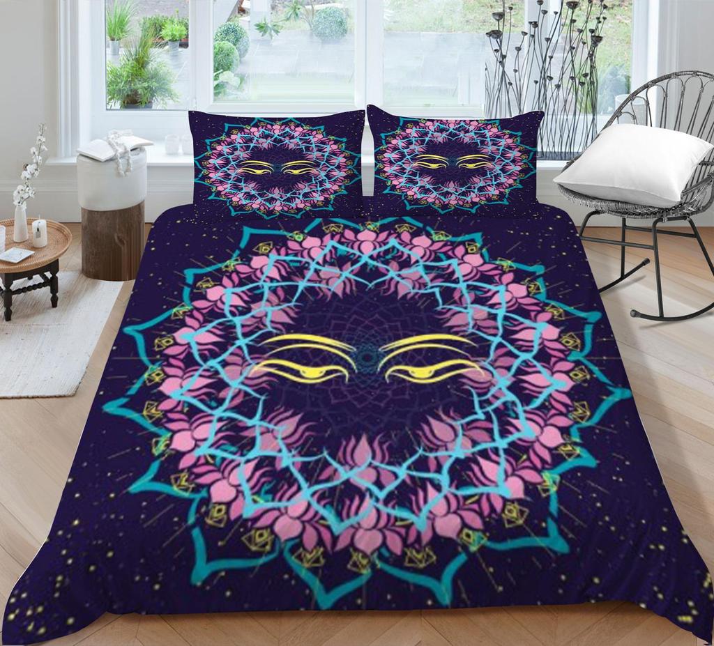 Boho-Bettbezug-Set, Boho-Bettbezug, Boho-Kissenbezug, Design, Heimtextilien, Mann, Frau, Einzelbett, King-Size-Bettbezug