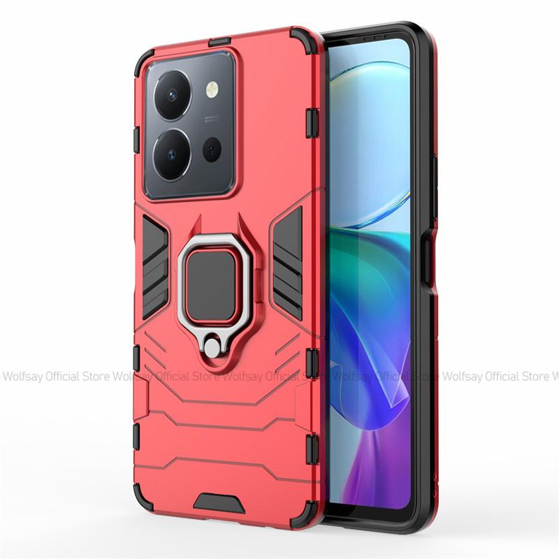 

For Vivo Y36 4G Case Vivo Y36 4G Europea Cover Shockproof Armor PC + Silicone Stand Protective Phone Back Cover For Vivo Y36 4G Vivo Y36 4G красный