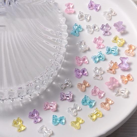 Yousheng 50Pcs Nail Ornaments Creative Shape Non-Fading Vivid Color Shiny Visual Effect 3D Love Heart Bear Style Nail Art Jewelry Charms