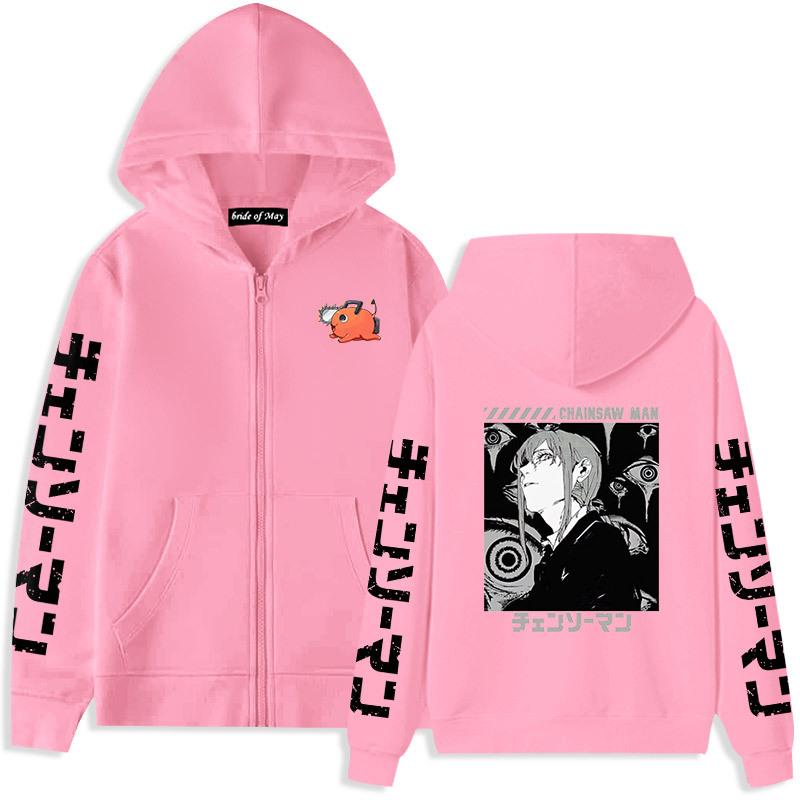 Chainsaw Man Magima Riman Plush Thickened Zipper Sweater Hoodie for Men and Women Couple