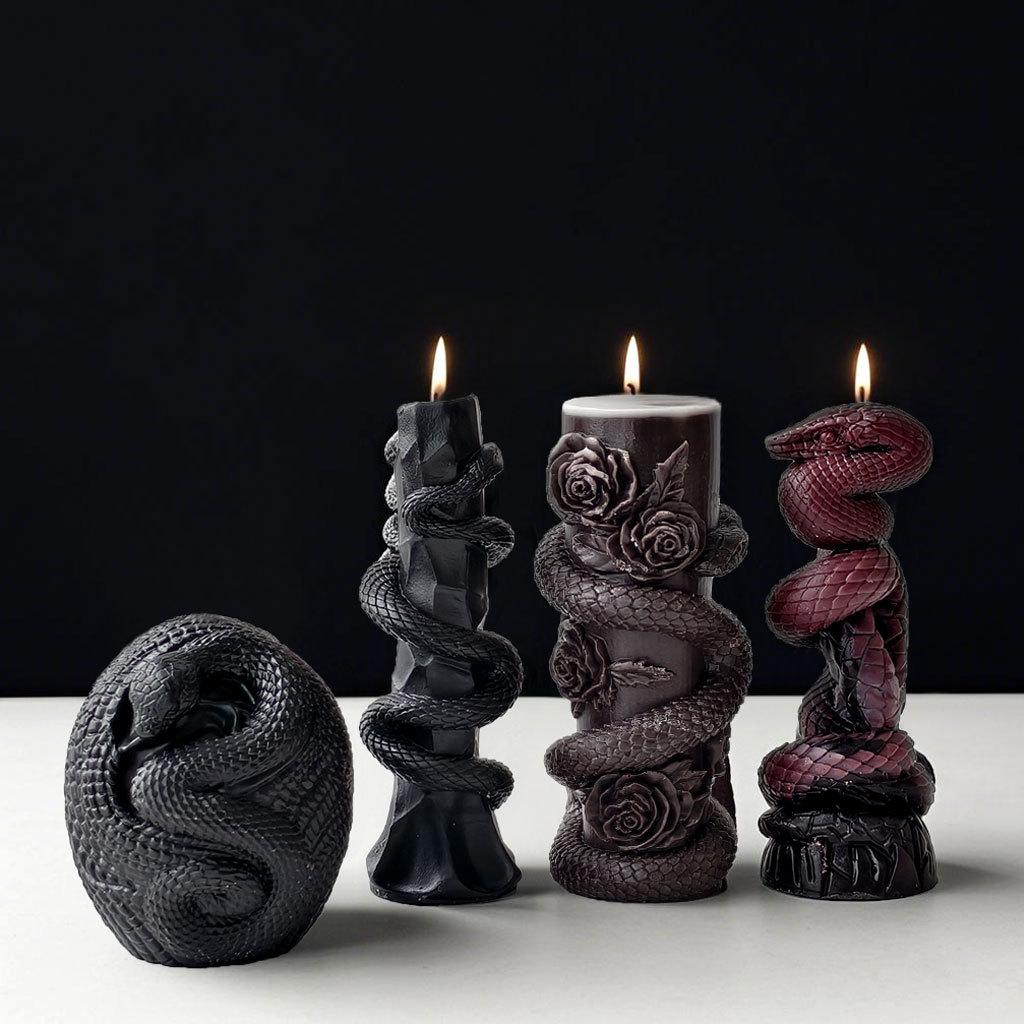 DIY Relief Snake Pillar Candle Mold Halloween Creative Aroma Candle Plaster Silicone Mould Handmade Candle Making Supplies