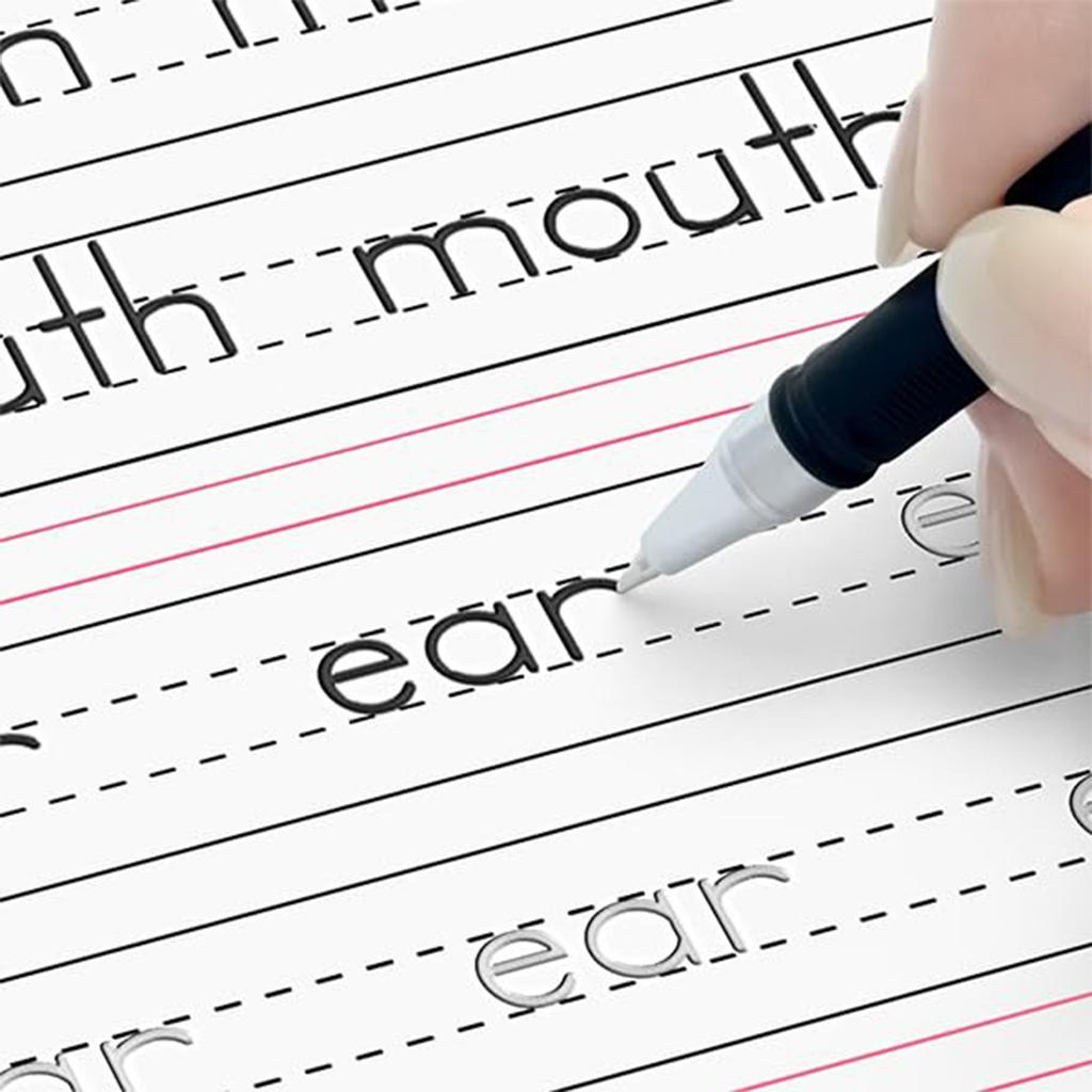 Kids Calligraphy Practice Book with Writing Correction Guide Reusable Handwriting Book with 6 Erasable Pens and 3 Grips