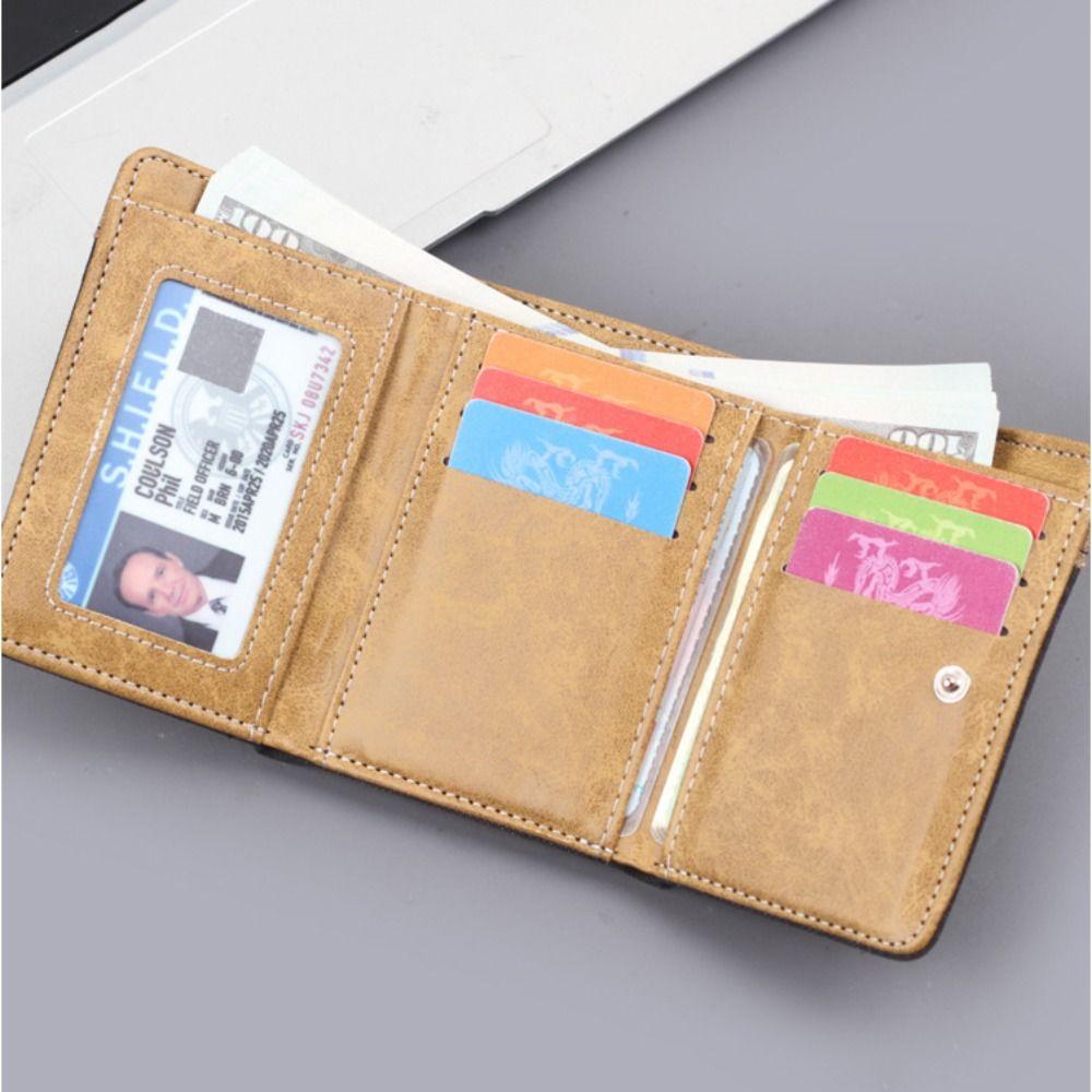 Retro Denim Men's Wallet Blue Black Khaki Three Fold Money Bag Multi-slot Short Coin Purse Men Male