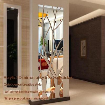 3D akrylová zrcadlová nálepka na zeď Lucky Tree pro domácí dekoraci v obývacím pokoji, restauraci, verandě nebo na pozadí TV.