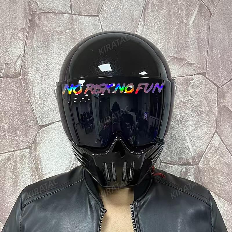 NO RISK NO FUN Pink Laser Motorcycle Stickers Waterproof for DIY Motorbike Helmet Lenses Fuel Tank Scooter Durable Vinyl Decals