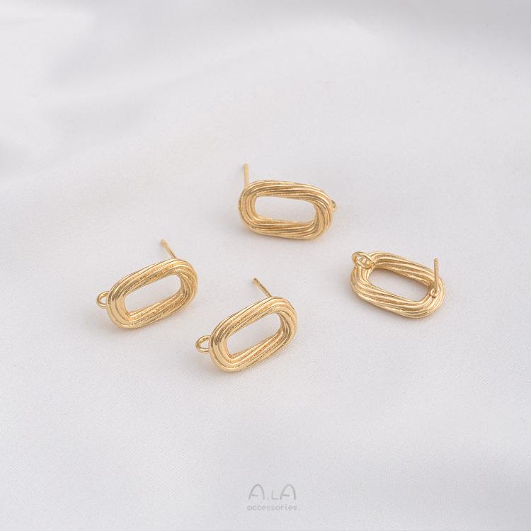 14K Gold Filled Silver Twisted Oval Hoop & Ring Stud Earrings