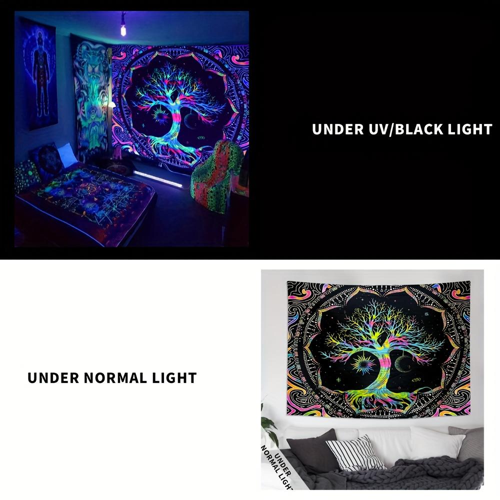 1 buc 75x58cm Tapiserie Arborele Vieții BlackLight Soare Lună Stele Galaxie Colorat Hippie Psihedelic Decor Estetic Dormitor Cămin