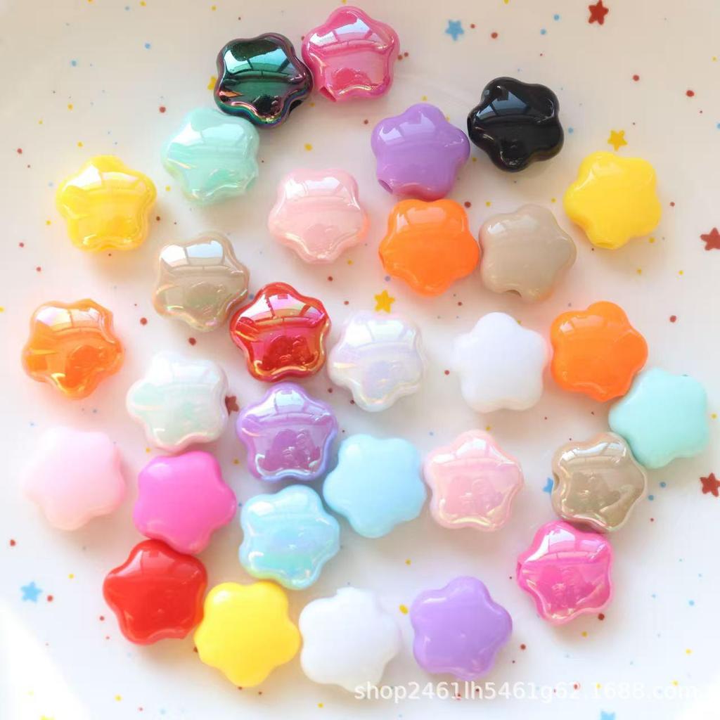 Colorful Electroplated Solid Color Plum Blossom Beads for DIY Bracelets and Phone Chains