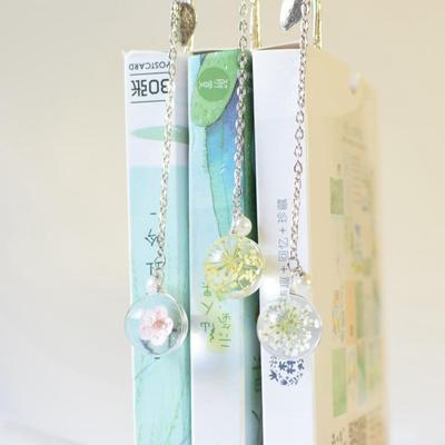 2Pcs Creative Flower Specimens Bookmark Pendant Metal Book Mark Student Stationery School Office Supply