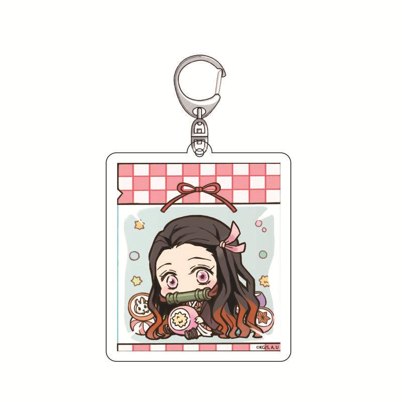 Anime Demon Slayer Keychain Acrylic Pendant Tanjiro Kamado Nezuko Zenitsu Agatsuma Creative Pendant Accessory Gift for Fans