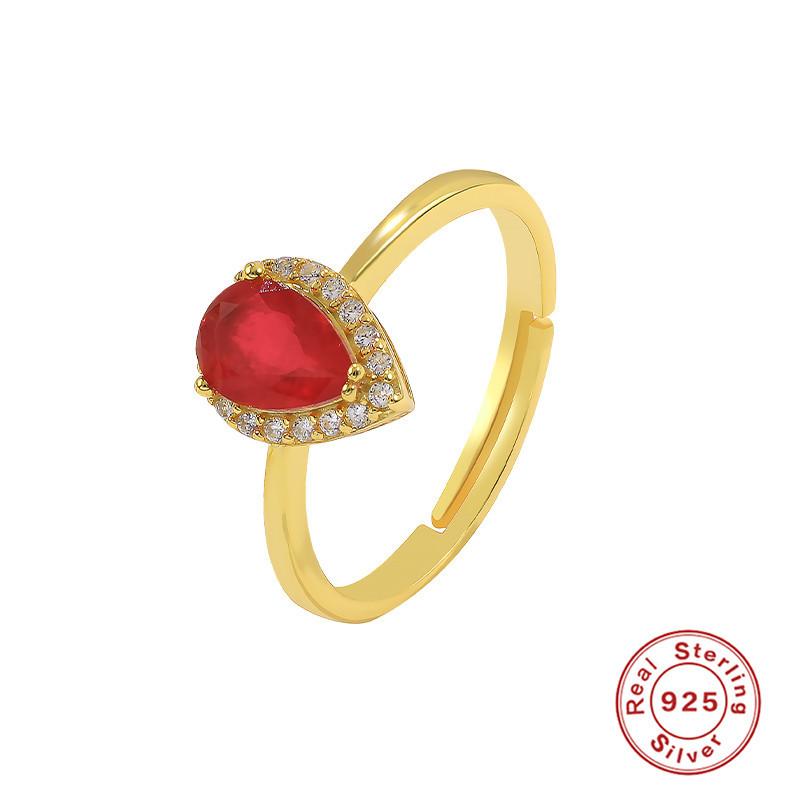 

S925 Sterling Silver Natural Stone Gemstone Ring Wedding Engagement Ring Wedding Season Luxury High-End Ring Opening adjustable