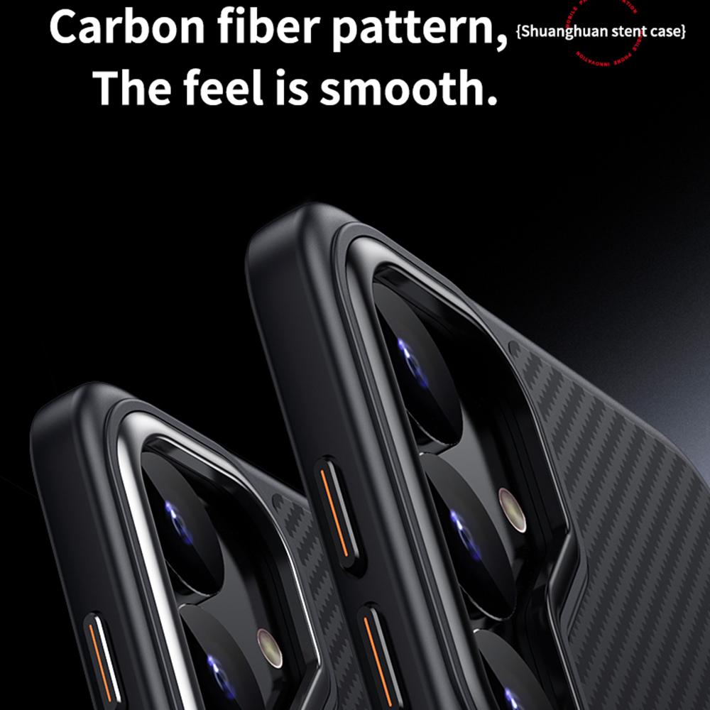 For Samsung Galaxy S24 Case Compatible with MagSafe PC+TPU Phone Cover Ring Holder Carbon Fiber Texture