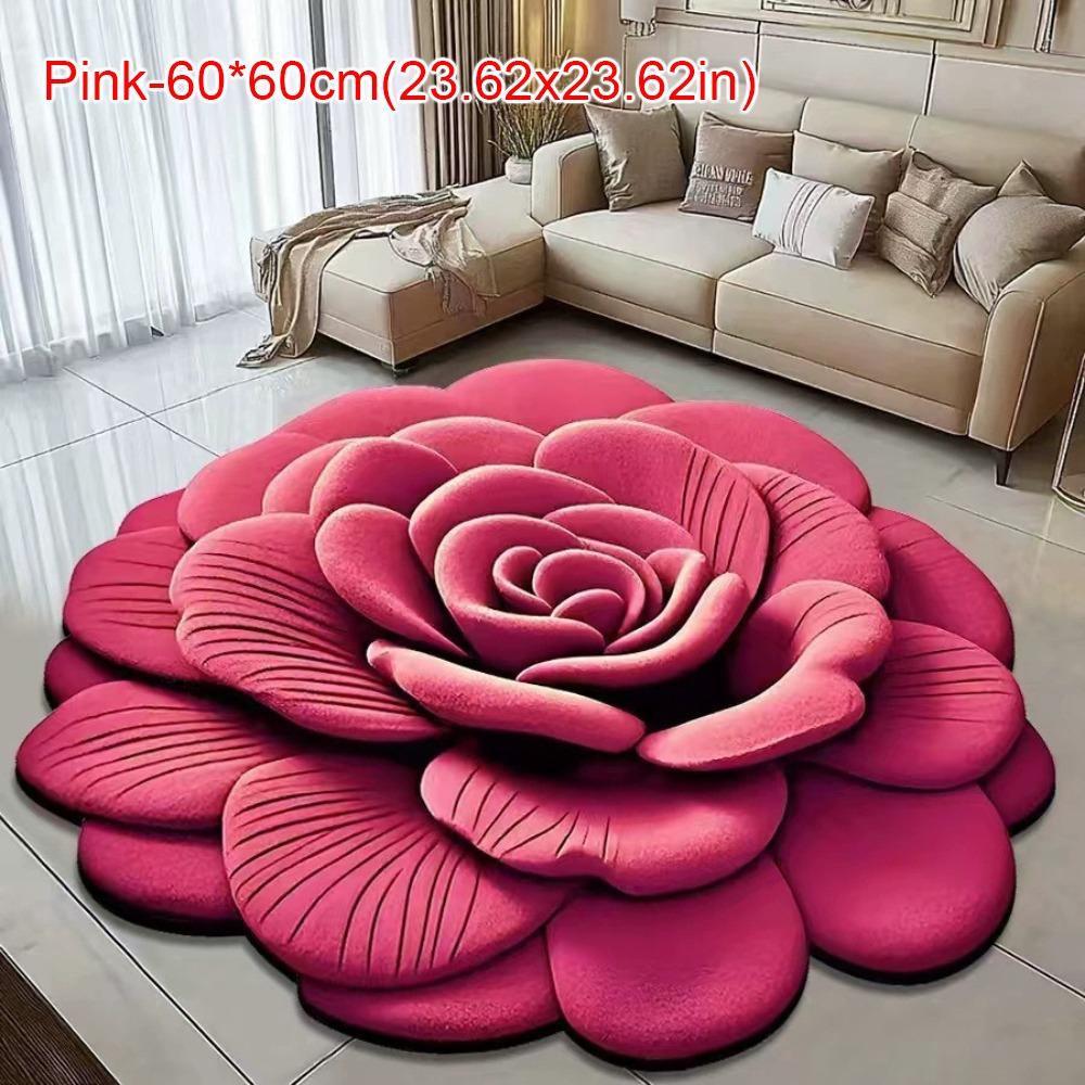 Speciaal Vormig Bloementapijt Antislip Absorberend Pioenroos Vloermat 40x40cm/60x60cm Zachte Deken voor Woonkamer Salontafel Nachtkastje