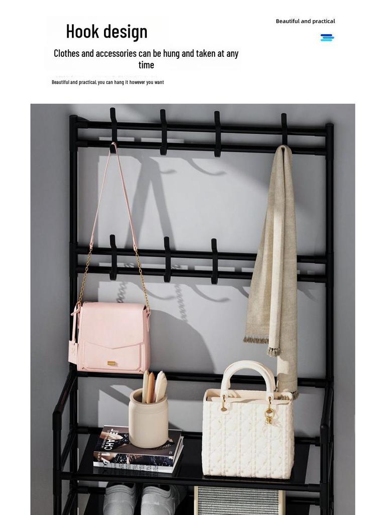 Multifunctional Floor Coat and Shoe Rack with Dustproof Cover for Dormitory and Home