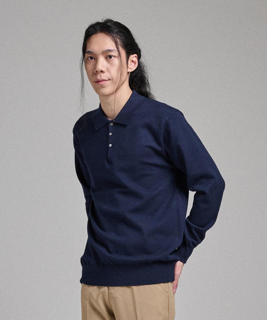 ANALOG MOOD Semi-Collar Neck Knit (Navy)