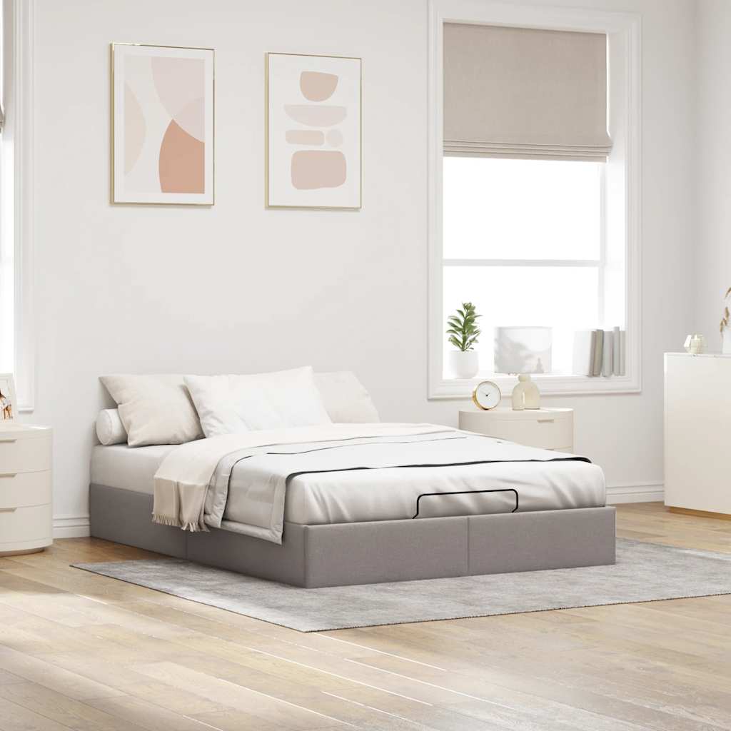 Ottoman Bed without Mattress Taupe 140x190 cm Fabric