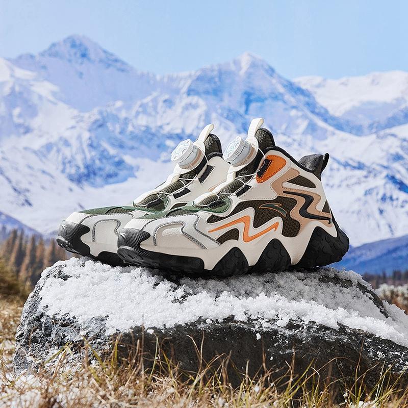 Anta Kids Panstone Trendy Fashion Thickened Non-Slip Durable Low-Top Casual Shoes Kids Sneaker Green White Gray A12446922-2