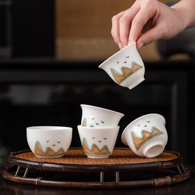 Speckstein-Jade Keramik Teetasse kleine Tasse Kung Fu Tee-Set goldbemalte High-End Teeschale Zuhause modern leichter Luxus