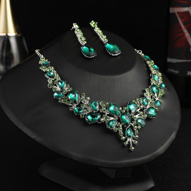 Atmospheric Bridal Necklace Earrings Zircon Wedding Jewelry Set Wedding Dress Evening Dress Accessories Wedding Banquet Jewelry