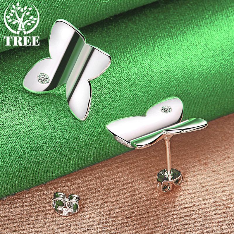 Luxury Beautiful 925 Sterling Silver AAA Zircon Butterfly Stud Earrings Exquisite Jewelry For Women Birthday Wedding Party Gifts