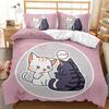 Cozy 2/3 Comfortable Down Quilt Cover & Pillow Cover Bedding - Fashionable Cute Cartoon Cat Print for Kids' Rooms