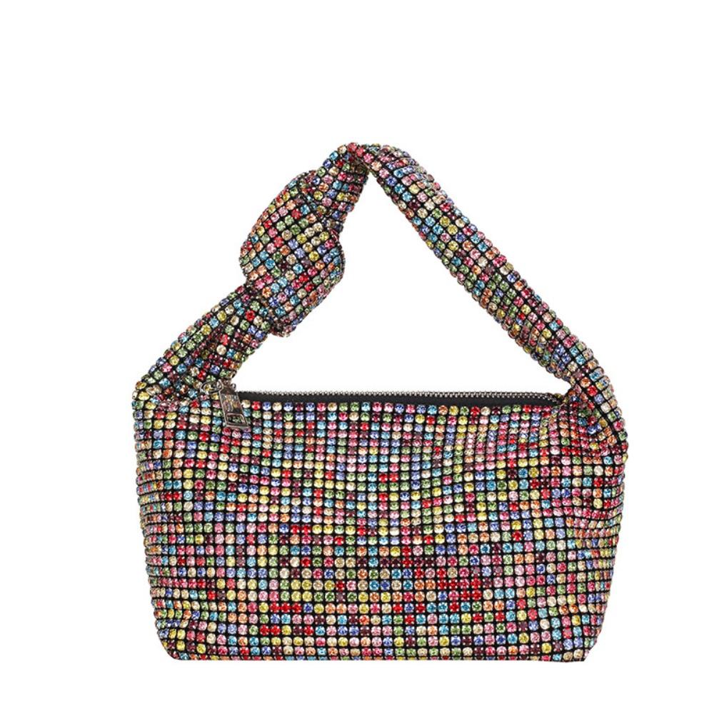 Shiny Full Rhinestones Dinner Bag Crystal Glitter Rhinestone Evening Bag Large Capacity Luxury Rhinestone Banquet Bag Party