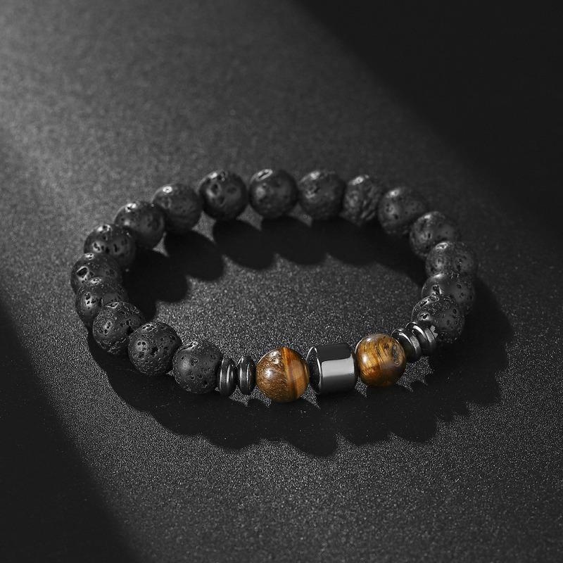 Accessories Fashion Beaded Black Stone Tiger Eye Bead Bracelet, Map Stone Bracelet Magnet Bracelet