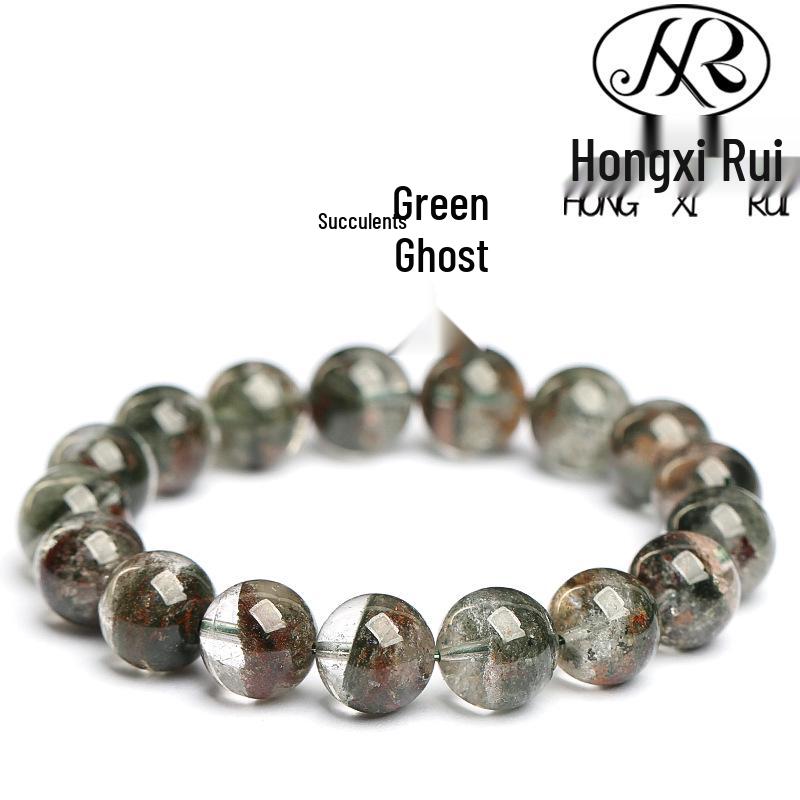 Hongxirui Crystal Natural Red & Green Phantom Succulent Bracelet 7mm (Approx. 25 beads)