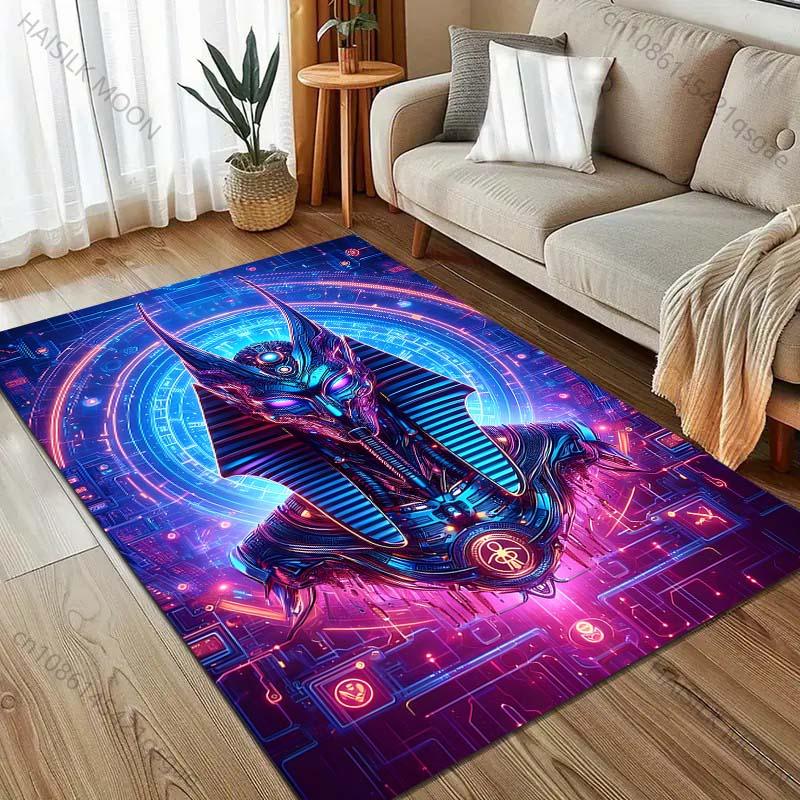 Multiple sizes Futuristic Egyptian-style deity Carpet for Living Room Bedroom Sofa Home Decor Rus Non-slip Floor Mat
