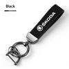 HAZJ3 Luxury Leather Car Keychain Auto Logo Keyring Accessories Women Men Gifts For Skoda Yeti VRIS Octavia A5 A7 Karoq Kamiq Fabia