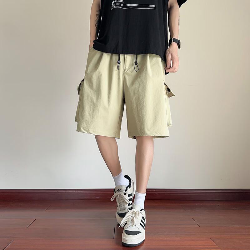 FENGXUN Men's Summer Loose Fit Drawstring Cargo Shorts