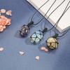 Amethyst Net Bag Pendant Necklace with Irregular Agate Stone Sweater Chain