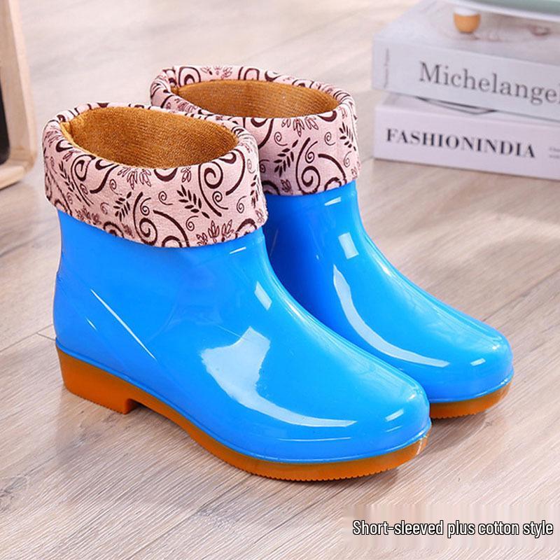 Women's Oxford Sole Waterproof Short Rain Boots - Non-Slip Fashion Outerwear Rubber Shoes