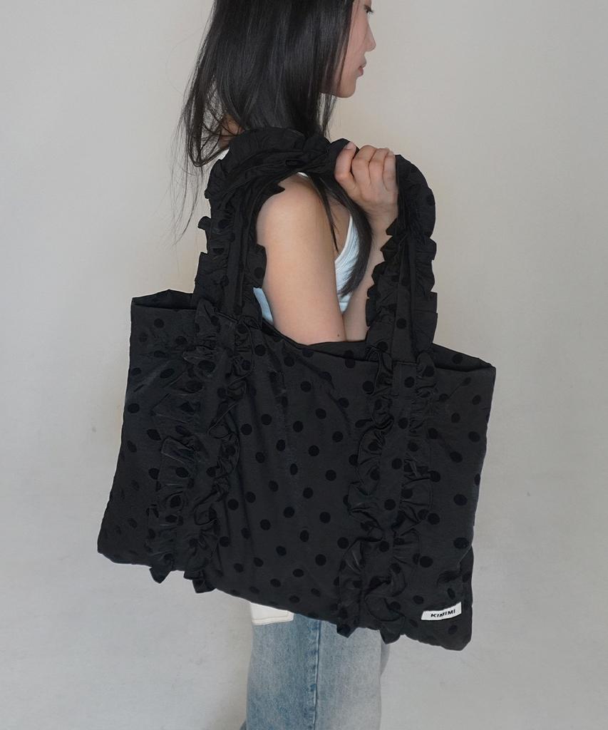 Kimimi Big Frill Dot Shoulder Bag Black