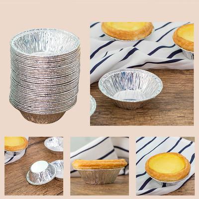 100 Stück/Los Aluminiumfolie Eierpfanne Formen Mini Pastetenbackblech Einweg-Backbecher Runde Tartenboden Cupcake-Förmchen Blechschalen-Set
