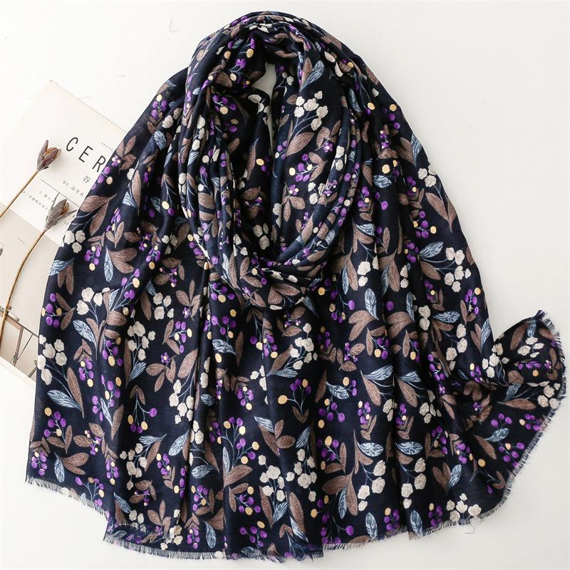 Winter Lurex Glitter Cherry Polka Floral Fringe Viscose Shawl Scarf Lady High Quality Print Pashmina Stole Bufandas Muslim Hijab