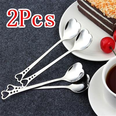 2 szt. Łyżeczka do kawy ze stali nierdzewnej w kształcie serca Łyżka do mieszania cukru deserowego