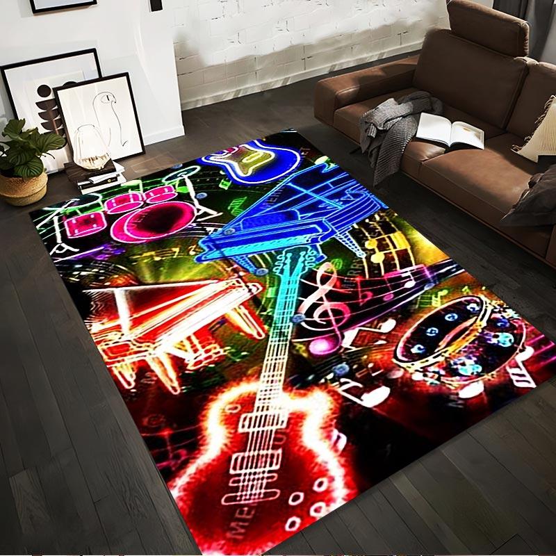 

Colorful Musical Instruments Carpet with Neon Lights Pattern Design Suitable for use as an anti-slip for living room bedroom sofas 40x60cm( 15x23in )