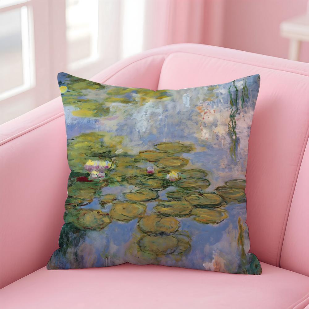 OscarClaude Monet Kissenbezug Leinen Kissenbezug Weiche Dekoration für Sofa Wohnzimmer