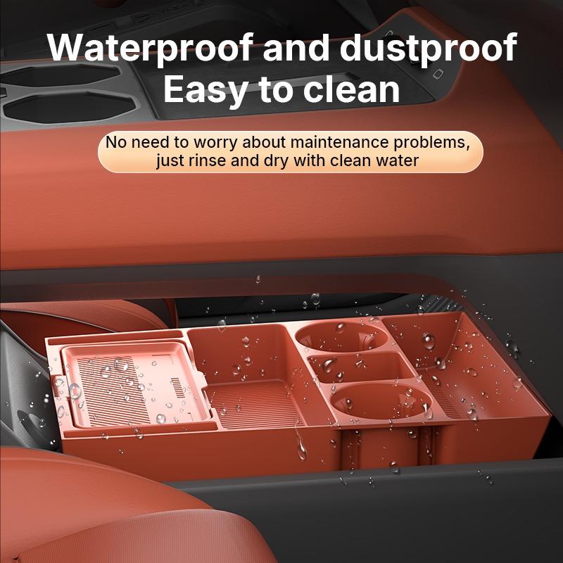 For Ford Bronco Basecamp 2025 Central Control Storage Box Double Layer Waterproof Anti-Slip Car Organizer with Privacy Cover
