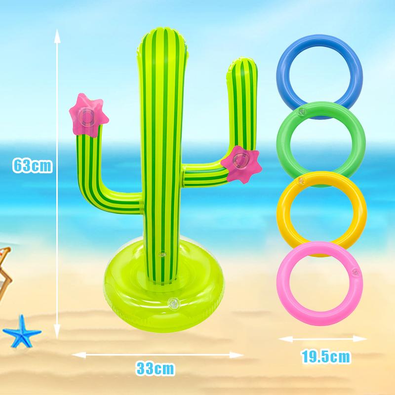 Inflatable Cactus Ring Toss Game Toy Set For Summer Beach Luau Party Decoration Hawaiian Pool Games Cactus