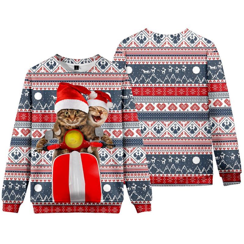 New Christmas Elderly Snowman 3D Digital Casual Round Neck Long Sleeve Men's Women's Hoodies