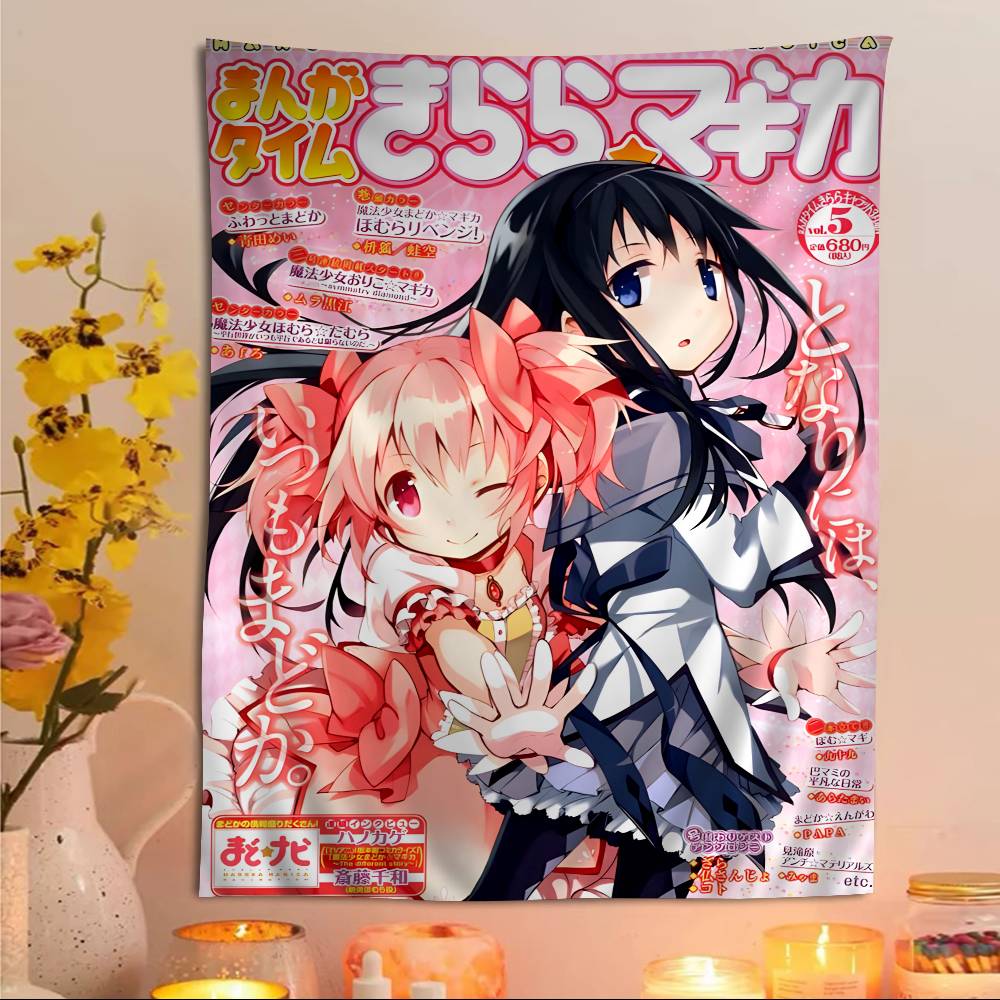 Puella Magi Madoka Magica Printed Large Wall Tapestry Art Science Fiction Room Home Decor Decor Blanket