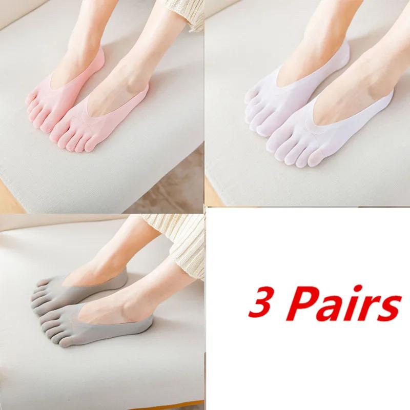 1/3/5 Pairs/Lot Women Summer Five-Finger Socks Ultrathin Funny Toe Invisible Boat Sokken Silicone Breathable Short Low Ankle Sox