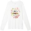 T-shirt a maniche lunghe da uomo versatile alla moda con scollo rotondo e motivo stampato dopamina, top bianchi HJ3349-100