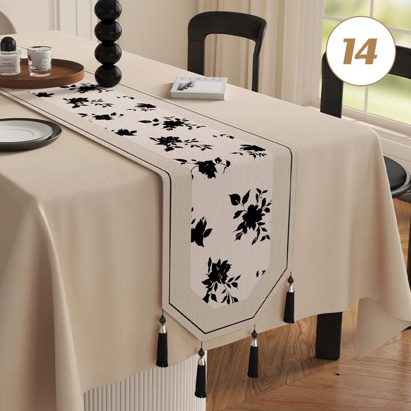 Chinese Traditional Table Runner Cotton And Linen Tea Table Mat Tassel Lace Table Cover Home Decor TV Cabinet Table Runners